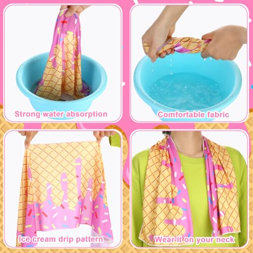 10 Set Baseball Cream Drip Cooling Towels with Bags 40"x12" Ice Cooling Towels Microfiber Sweat Sport Rags Absorbent Chilly Washcloth for Hot Weather Workout Yoga Gym Coach Sport Party Favors