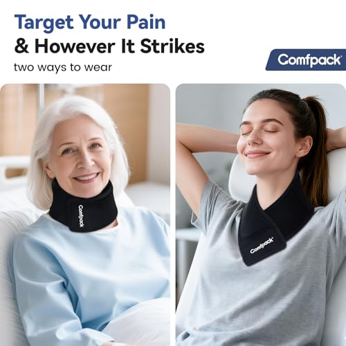 Neck Ice Pack Wrap, Flexible Gel Ice Pack for Neck, Wrists, Head | Hot & Cold Compress Long Ice Pack for Injuries, Sore Neck, Tonsillectomy, Thyroidectomy, Surgery Recovery, Office Pressure