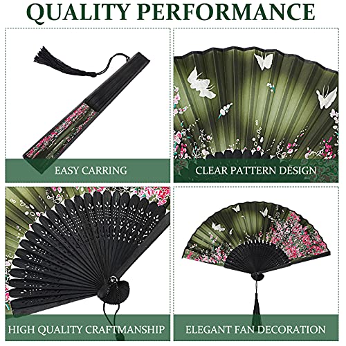Zonon 4 Pack Hand Held Folding Fans for Women Silk,Lively