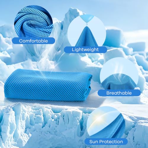 4 Pack Cooling Towels for Neck and Face(40"x12"), Cooling Neck Wraps, Ice Towel for Hot Weather, Soft Breathable Gym Towel, Cool Towel for Workout, Camping, Yoga, Sport, Running