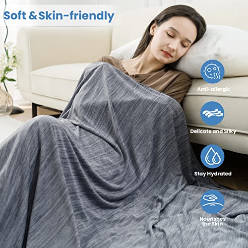 OIGAE Cooling Blanket Throw Size 50"x70" for Hot Sleepers Summer Blanket | Absorbs Heat Cold Summer Blanket for Night Sweats & Menopause Lightweight Breathable Soft Double-Side Cooling Ice Blanket
