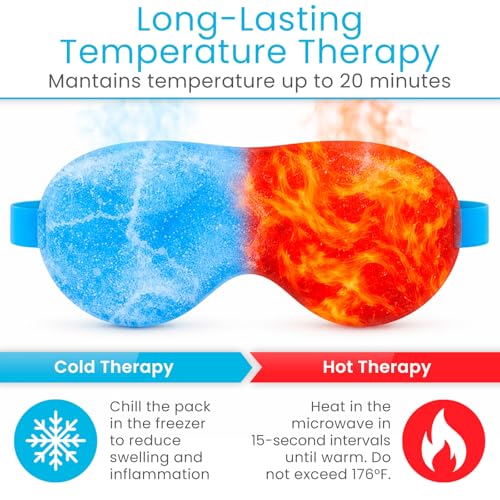 Artic Flex Heated & Cooling Eye Mask for Sleeping - Reusable Gel Ice Pack | For Tension Relief, Migraines, Skin Puffiness, Sleep - Hot & Cold Therapy Spa Treatment - Dry Eyes, Dark Circles, Eye Bags