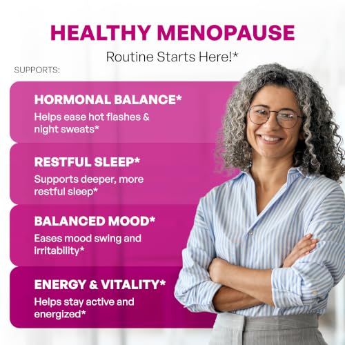 Menopause Support Supplements for Women, Black Cohosh Ashwagandha 60 Count | Vitamins D3, B6, B12, Magnesium, Dong Quai, Chaste Tree Berry, Gluten-Free Capsules, Made In USA Supplement By Sandhu's