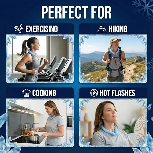 Neck Cooling Tube | Wearable Cooling Neck Wraps for Summer Heat I Hands Free Cold Pack | Reusable Cooler (Blue) | Wearable ice pack for hot weather, cold collar and necklace for summer heat relief, sports