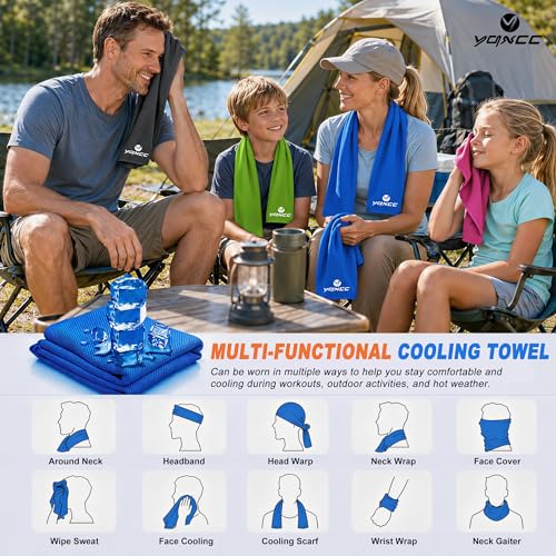 YQXCC 4 Pack Cooling Towels (40"x12"), Ice Cool for Neck & Face | Soft Breathable Microfiber, Instant Cool Sports Towel for Gym, Yoga, Golf, Running, Camping, Outdoor Activities & Hot Weather