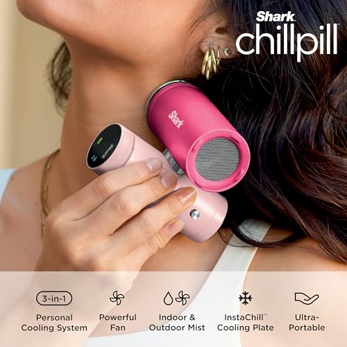 Shark ChillPill 3-in-1 Fan, Mist and Cooling Plate, Haze, FA022LV | 3-in-1 Cooling System, Handheld or Wearable, Drops Skin Temp up to 16°, Indoor + Outdoor Dry-Touch Mist, 10 Speeds