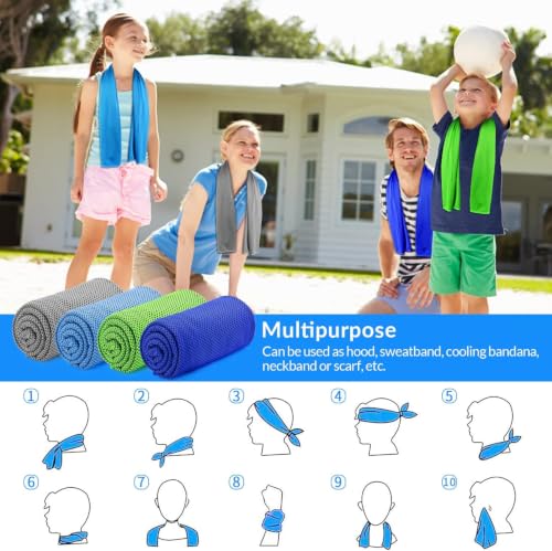 Cooling Towels for Neck and Face 8Pack(40"x12"), Cooling Neck Wraps for Gym | Sweat wicking, Quick dry, Lightweight, Reusable, Absorbent, Cool Towel for Running, Yoga, Workout, Travel, Climbing