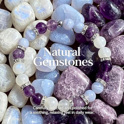Menopause Bracelet for Women, Natural Crystal Elastic Bracelets Hot Flashes & Anxiety Relief Calming Balance Menopause's Support Jewelry Gift With Card