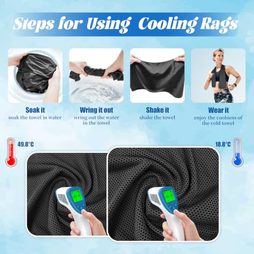 4 Packs Soft Breathable Cooling Towels for Neck and Face(40"x12") | Waterproof Bag, Carabiner, Microfiber, for Yoga, Sport,Gym,Camping