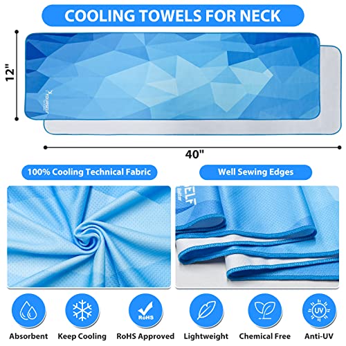 SYOURSELF Cooling Towels for Neck and Face, 4 Pack 40" x 12" Cooling Towel for Hot Weather, Soft Breathable Instant Cool Chilly Pad for Sports Golf Yoga Gym Athletes Camping Ice Towels(Mix-4pcs)