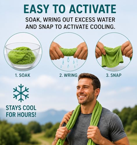 Cooling Towel | Green | Pink | Blue | Sports & Fitness | Gardening | Outdoor Work (Green 32 x 16)