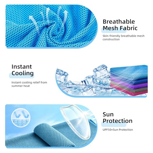 5 Pack Cooling Towel 31"x11", Microfiber Gym Towels for Men and Women，Soft Breathable Chilly Towe for Yoga, Running, Workout,Gym, Camping, Fitness, Workout