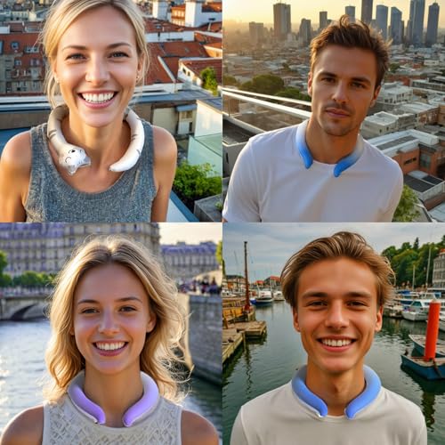 2 Pack Neck Cooling Tube with Insulated Bag - Reusable Ice Ring Neck Cooler Indoor Outdoor - Wearable Cooling Wrap - Relief for Summer and Hot Flashes - Ice Ring Freezes Under 64℉(Purple+Blue)
