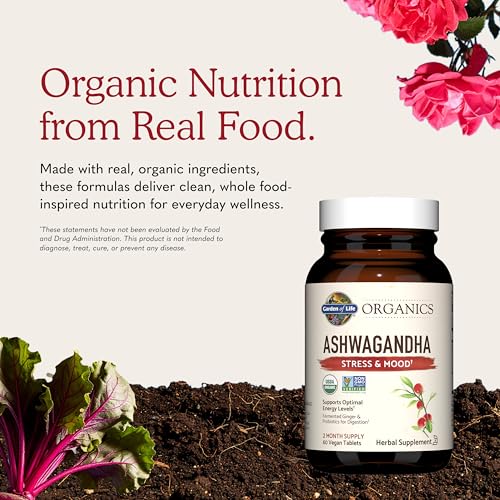 Garden of Life Organic Ashwagandha with Probiotics & Ginger, 60 Day Supply