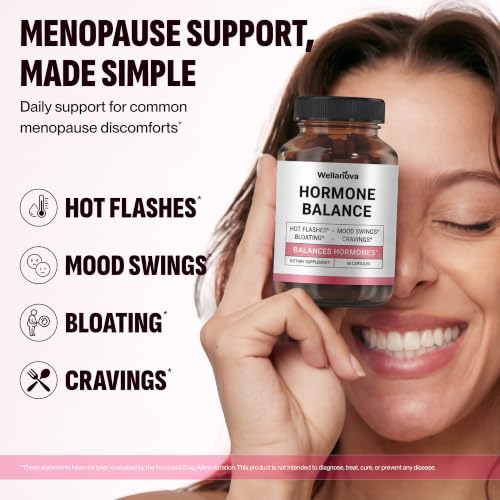 Hormone Harmony for Women – Natural Hormonal Balance Support for Menopause | Perimenopause, Menopause, Hot Flashes, Mood Swings, Cravings, Bloating Relief, 60 Capsules
