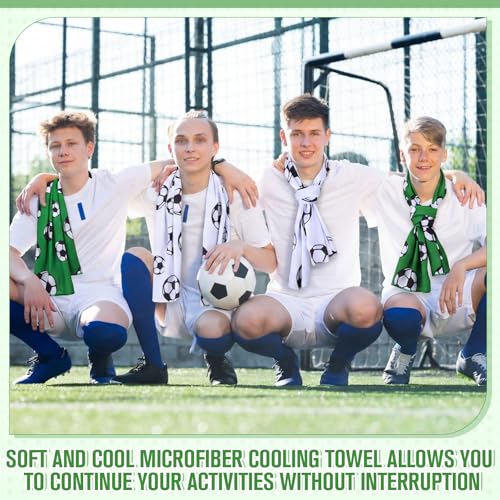 12 Set Soccer Cooling Towels with Pouch 40x12 Inch Microfiber | Ice Towel for Team Gifts and Party Favors, Bulk Pack with Storage Pouch, Quick Dry for Athletes and Outdoor Sports