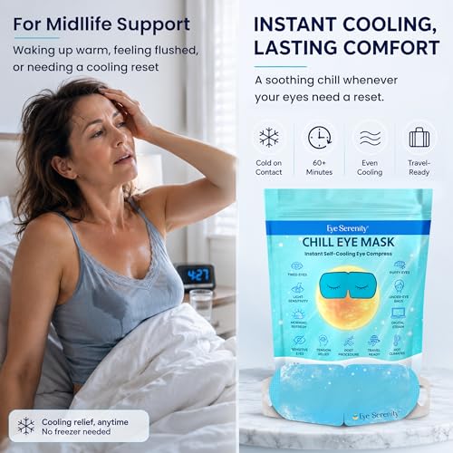 LURE Eye Serenity CHILL Self Cooling Eye Mask for Sleeping, Cooling Eye Patches for Dark Circles and Puffy Eyes, Cold Compress, Spa Relaxation and Self-care Gifts for Women & Men