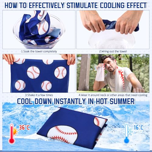 24 Pcs Baseball Cooling Towels Gifts 40 X 12 Inch | Cold Towels for Hot Weather Sports, Fast Drying Breathable Microfiber, For Baseball Team Gifts, Party Favor
