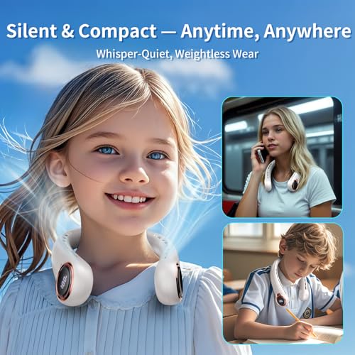 𝟐𝟎𝟐𝟔 𝐔𝐩𝐠𝐫𝐚𝐝𝐞 BNBZ Portable Neck Fan, 6000mAh Rechargeable Fan Blows Cold Air with LED Display, 4 Speeds, 20H Runtime, Quiet Wearable 360° Personal Cooling Fan for Outdoor Travel Work Gym