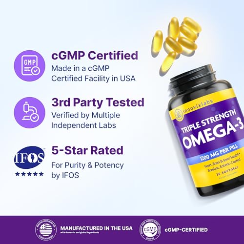 InnovixLabs Triple Strength Omega 3 Fish Oil 900 mg EPA DHA (30 Softgels)