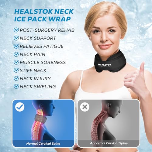 Neck Ice Pack Wrap, Reusable Cold/Hot Gel for Neck Pain, Black | Cervical Ice Pack, Compress Ice Packs for Injuries Reusable Therapy Adjustable Gel Migraine Ice Head Wrap for Neck Pressure