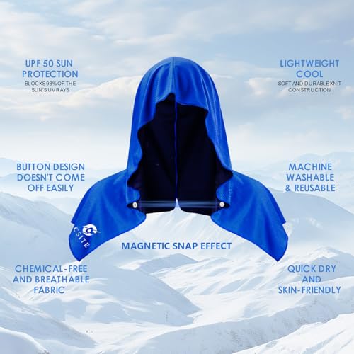 CSITE 2 Pack Cooling Hoodie Towels, Instant Cooling Towels for Neck and Face, UPF 50 Sun Protection, Ice Towel for Hot Weather, Head Towel for Sports, Camping, Cycling & More Activities