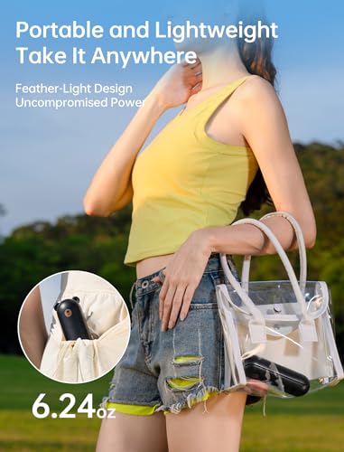 JISULIFE Handheld Fan 8 Plus: 40H Cooling & 4500mAh PowerBank & Flashlight | USB Rechargeable, Portable Pocket Size for Travel, Makeup, Concerts, Summer Gifts for Women(Black)