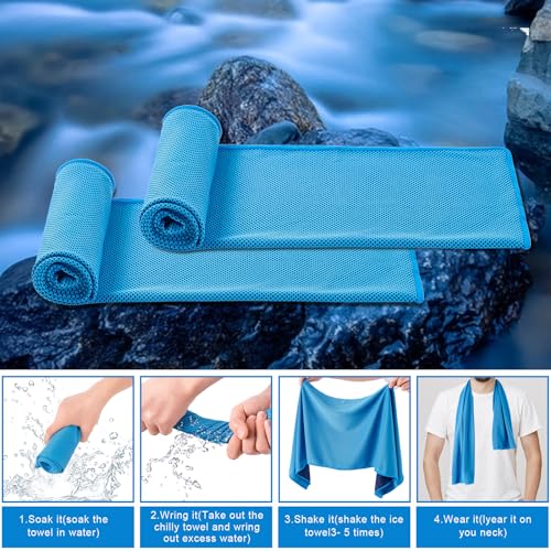 CADONO 4 Pack Cooling Towel (40"x12"), Soft Breathable Chilly Towel, Ice Towel, Microfiber Towel for Yoga, Sport, Running, Workout,Gym, Camping, Fitness, Workout & More Activities(Multicolor)