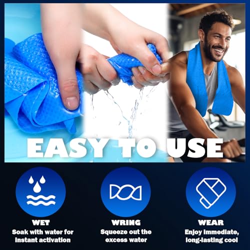 Peryiter 4 Pcs Cooling Towel PVA Cooling Neck Wraps Instant for Neck 34x4 in Long Lasting Reusable Breathable Chilly Towel for Yoga Sport Running Gym Workout Camping Fitness(Blue,Green,Red,Grey)