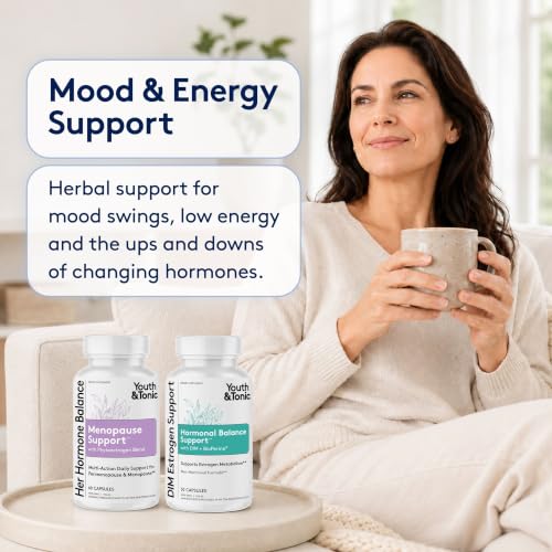 Youth & Tonic DIM for Perimenopause – Estrogen Supplement for Women 2pk | Hormone Balance Supplement for Women, DIM Complex (Diindolylmethane) + Red Clover + Black Cohosh for the Menopause Transition