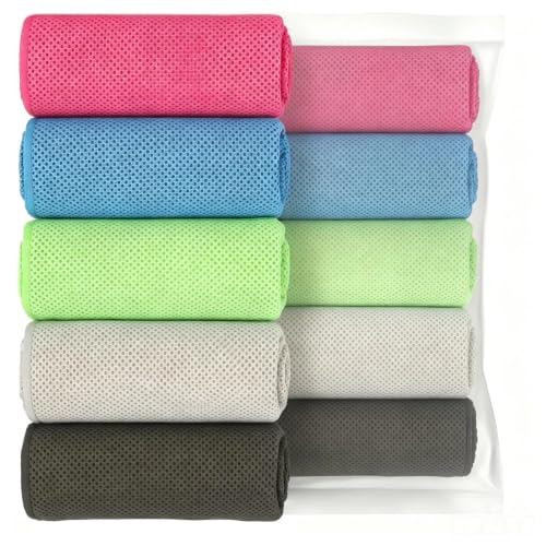 Puomue 5'li Soğutucu Havlu Seti, 40 İnç x 12 İnç, Yoga, Spor, Koşu, Egzersiz, Spor Salonu, Kamp ve Fitness için Nefes Alabilen Yumuşak Serinletici Mikrofiber Havlu, Çok Renkli
