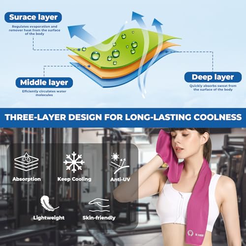 Sukeen Cooling Towels 6 Pack (40"x12"), Cooling Towels for Neck and Face, Quick Dry Sport Camping Cooling Towel, Cold Towel for Hot Weather