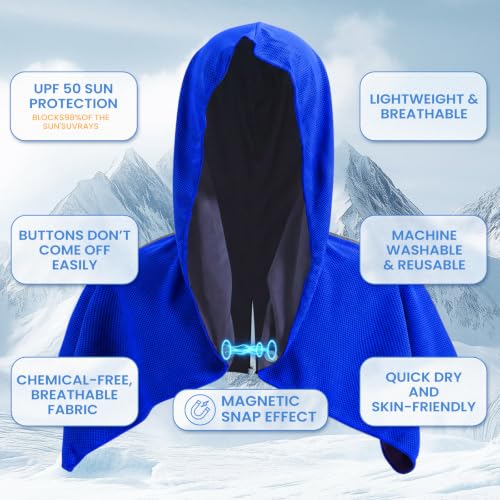 Cooling Hoodie Towels for Neck and Face, Ice Towels for Hot Weather | UPF 50 Sun Protection & Instant Cooling, Soft Breathable Towel for Sport, Work Out, Gym, Camping & More Activities