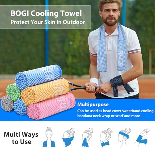 BOGI Cooling Towels for Neck and Face, Soft Breathable Cool Towel for Instant Cooling Stay Cool for Yoga, Sport, Gym, Camping, Running & More Activities