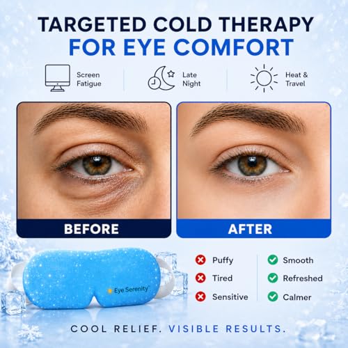 LURE Eye Serenity CHILL Self Cooling Eye Mask for Sleeping, Cooling Eye Patches for Dark Circles and Puffy Eyes, Cold Compress, Spa Relaxation and Self-care Gifts for Women & Men