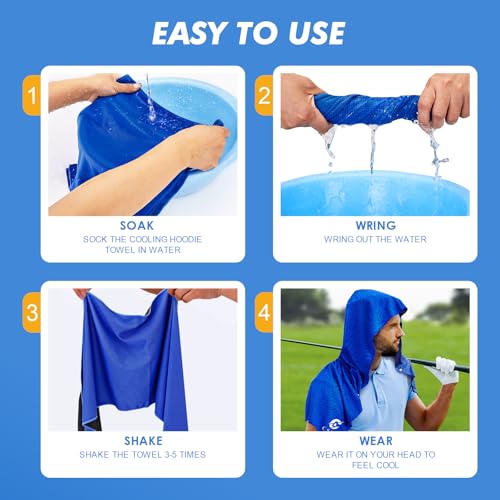 CSITE 2 Pack Cooling Hoodie Towels, Instant Cooling Towels for Neck and Face, UPF 50 Sun Protection, Ice Towel for Hot Weather, Head Towel for Sports, Camping, Cycling & More Activities