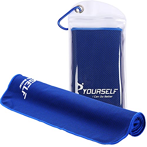 SYOURSELF Cooling Towel for Instant Relief Cool Bowling Fitness Yoga Towel-40 x12 Use as Cooling Neck Headband Bandana Scarf,Stay Cool for Travel Camping Golf Football &Outdoor Sport(Dark Blue)