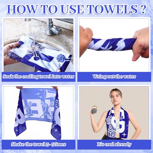 18 Pack Cheerleader Cooling Towels Cheer Gifts Bulk Blue Cheerleading Cooling Towels Cheers Sports Gifts Cheer Stuff 40"x12" Breathable Microfiber Quick Dry Cooling Towel for Cheer Team Travel Camping