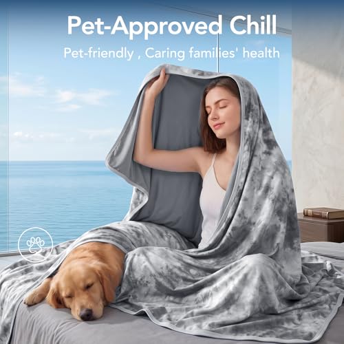 Cooling Blanket Throw 50"x70" for Hot Sleepers | Cold Summer Soft Blanket for Bed Couch and Travel Absorbs Heat Q-Max>0.35 Cool Lightweight Throw for Night Sweats Menopause