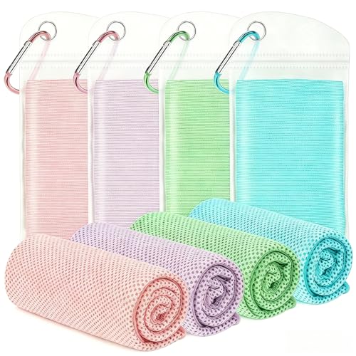 4 Pack Cooling Towels for Neck and Face(40"x12"), Cooling Neck Wraps, Ice Towel for Hot Weather, Soft Breathable Gym Towel, Cool Towel for Workout, Camping, Yoga, Sport, Running
