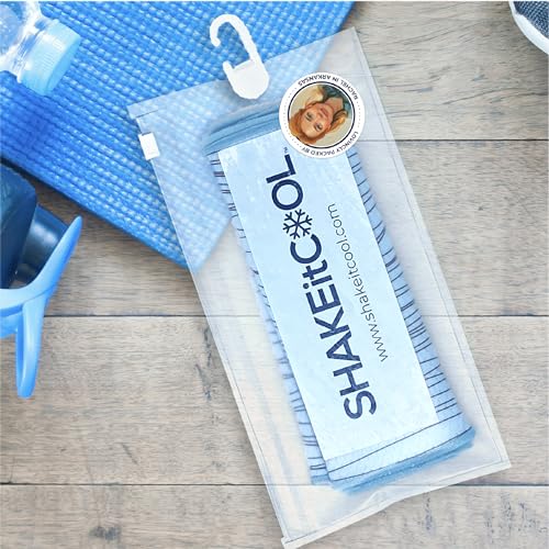 Original Cooling Towel – Be Cool in Style - Heat Relief, Soft, Lightweight, Sun Protection, Easy Clean - Perfect for Biking, Running, Yoga, Gym, Gardening - Blue Wave