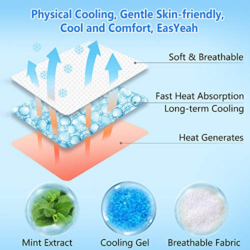 EASYEAH Cooling Patches for Fever Discomfort & Pain Relief, Pack of 12 | Cooling Relief Fever Reducer, Soothe Headache Pain, Migraine Relief, Fever Patches for Adults & Kids