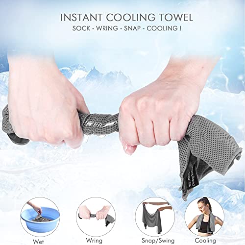 2 Packs Cooling Towel (40"x 12"), Microfiber Cool Towel, Soft Breathable Chilly Towel Stay Cool for Yoga, Sport, Gym, Camping, Fitness, Running & More Activities, Grey