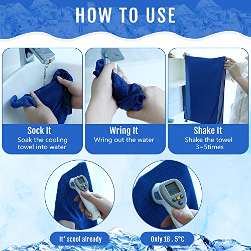 Hosuly 30 Pack Cooling Towels, 40"x12" Ice Breathable Soft Chilly Sweat Rag Microfiber Workout Rags for Gym Cooling Towels for Neck and Face for Yoga Golf Sport Running