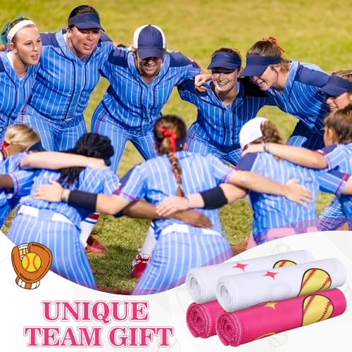 Moukeren 12 Pcs Softball Cooling Towels Softball Party Favor 30"x9" Microfiber Breathable Chilly Ice Towel Sweat Rag for Sport Team Gift Bulk
