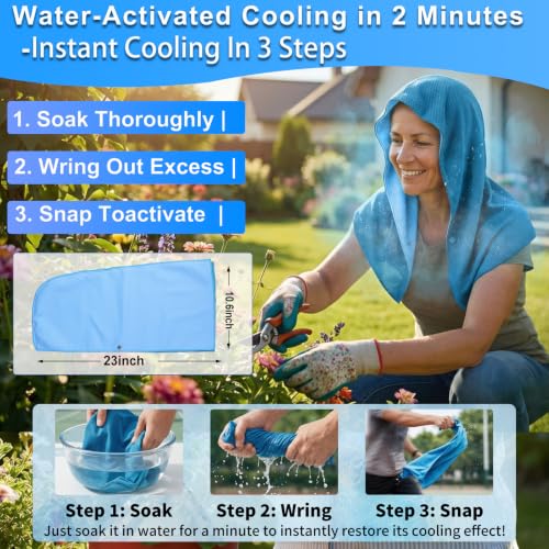Double Cooling Hoodie Towels for Men and Women Rapid Sweat Absorption | PVA Cooling Towels for Neck and Face, Instant Cold Hooded Ice Towel for Sports, Gym, Hiking, Cycling in Hot Weather (Blue)