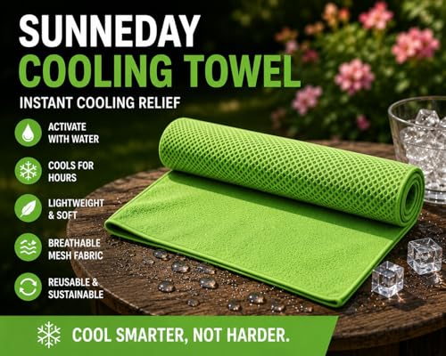 Cooling Towel | Green | Pink | Blue | Sports & Fitness | Gardening | Outdoor Work (Green 32 x 16)