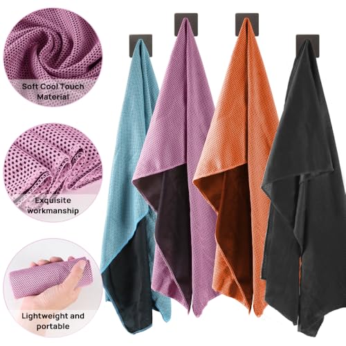 JBM Cooling Towel (40"x12") with Carabiner Clip | Quick dry ice towel for neck and face, breathable soft microfiber towel for sports, camping, beach and outdoor activities