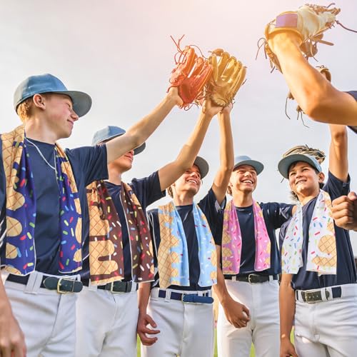 10 Set Baseball Cream Drip Cooling Towels with Bags 40"x12" Ice Cooling Towels Microfiber Sweat Sport Rags Absorbent Chilly Washcloth for Hot Weather Workout Yoga Gym Coach Sport Party Favors