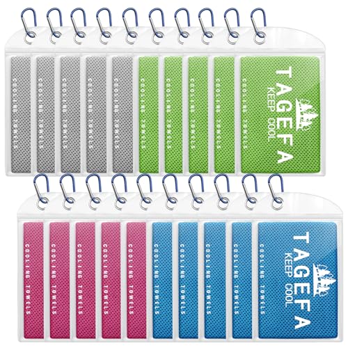 Cooling Towels 20 Pack, 40"x 12" Cooling Rags Neck Wraps for Sports with Carrying Pouch, Gym Cooling Neck Towels for Hor Weather, Sweat, Fitness, Travel